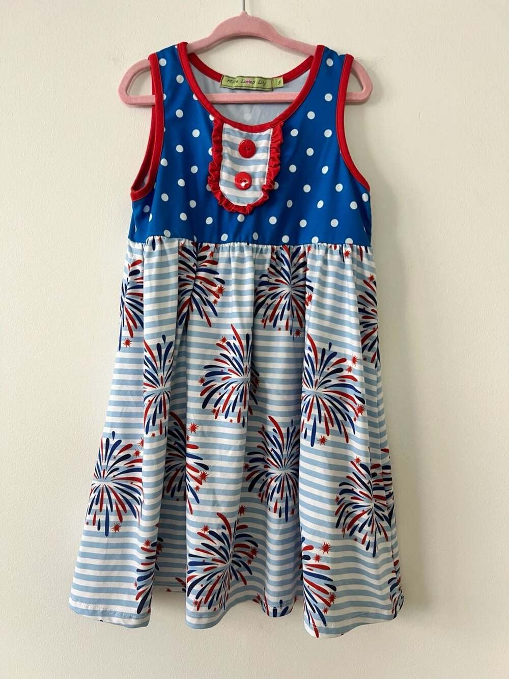 Millie Loves Lily Girls' Patriotic Fireworks Print Sleeveless Dress